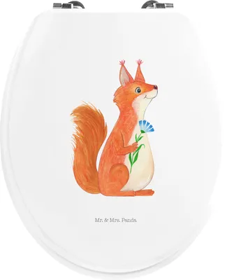 Produktbild von Mr. & Mrs. Panda Klodeckel Eichhörnchen Blume - Weiß - Geschenk, glücklich Spruch, Spaß, Klo-Deckel, Eichhorn, Positiv, WC Sitz, Toilettendeckel, Gute Laune, Brille