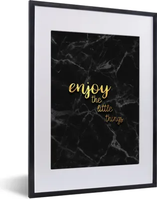 Produktbild von MuchoWow® Gerahmtes Poster Zitate - Sprichwörter - Gold - Marmor 30x40 cm - Poster mit Schwarzem Bilderrahmen Wandposter Rahmen Foto Bilder - Wandposter Schlafzimmer