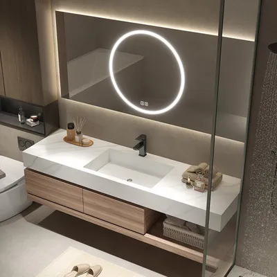 Produktbild von 360Home Waschbecken aus Keramik mit Schrank und LED-Spiegel für das Badezimmer 140*55cm
