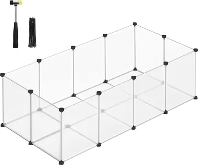 Obrázok produktu pre Songmics Vonkajšia ohrada Plastová ohrádka pre malé zvieratá Biela