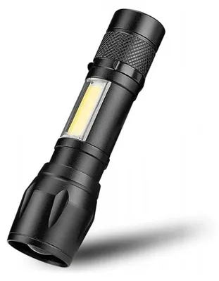 Produktbild von Taktische LED-Taschenlampe Zoom Scheinwerfer COB Akku USB schwarz Vergionic