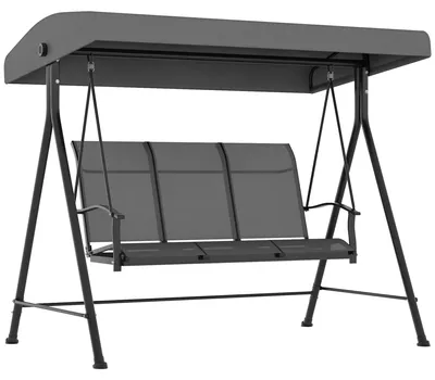 Produktbild von Outsunny Hollywoodschaukel 3-Sitzer, Gartenschaukel mit Verstellbarem Dach Grau