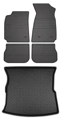 Productafbeelding van Rubberen automatten + kofferbakmat voor Audi A4 B5 1995-1999 (sedan) – 5-delig, zwart, op maat – Wielganizator SolidPRO