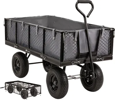 Produktbild von Miweba Bollerwagen | Transportwagen - Handwagen - Transportkarre - Gartenwagen - Gartenkarre - Gerätewagen - klappbar - bis 700 kg belastbar (Grau)