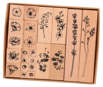Produktbild von 22 Stück Handgefertigte Holzstempel für DIY-Projekte