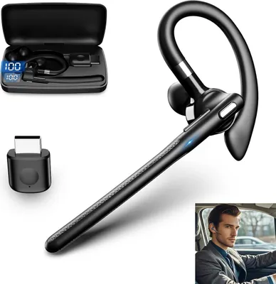 Bluetooth 5.4 Kopfhörer mit Mikrofon, USB Adapter, Wireless Headset, 180h Standby, LED Ladebox, Schnellladung 1,5h, Freisprechen, Dual-Device, Business & Auto