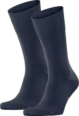 Produktbild von FALKE Herren Socken 2er Pack - Tiago, Strümpfe, Baumwolle, Logo, lang, einfarbig Blau 45-46