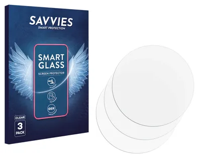 Produktbild von 3x Savvies Schutzglas Folie für Kreisrunde Displays (ø: 30.5 mm) 9H Panzer Schutzfolie Glas Displayschutz klar transparent