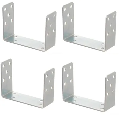 Produktbild von Aqbau 4er Set U-Pfostenträger zum Aufschrauben 160 mm –Pfostenanker aus verzinktem Stahl 4 mm, Bodenanker für Holzpfosten, für Zaun, Pergola, Terrasse