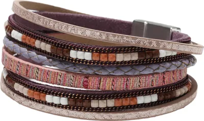 Produktbild von Böhmen Mehrschichtiges Damenarmband Kunstleder Ethno Boho Stil Handgefertigt Mädchen Manschettenarmband Modeschmuck