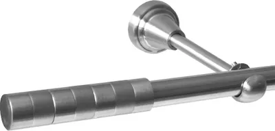 Produktbild von Gardinenstange Set Edelstahl Look Metall Ø 16mm zur Wandbefestigung 1-läufig Modern Zylindrisch, Länge wählbar H14E12