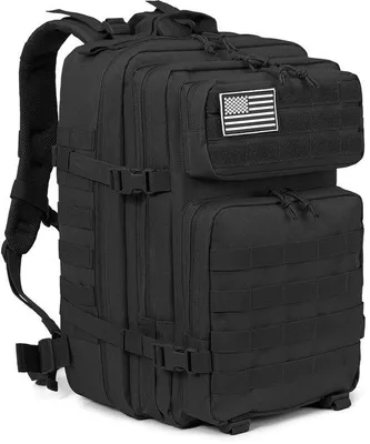 Productafbeelding van Unyqoos® Tactische Rugzak 45 liter – MOLLE-systeem, 900D polyester, waterafstotend, laptopvak tot 17 inch, 45x33x29 cm, 5 compartimenten, geschikt voor outdoor en dagelijks gebruik