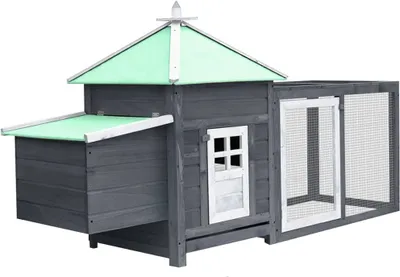 Obrázek produktu pro Kurník s kukaní šedý 190 x 72 x 102 cm masivní jedlové dřevo