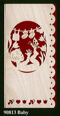 Produktbild von Glückwunschkarte "Baby" Klappkarte Furnier 21 x 10 cm