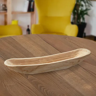 Image de Bol décoratif en bois en forme de bateau petit env. 60x12cm bol récipient en bois décoration de table