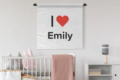 Produktbild von MuchoWow® Wandteppich Wandbehang Ich liebe - Emily - Mädchen 90x90 cm Tapisserie Dekoration Wandtuch - Wandaufhänger
