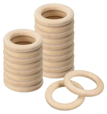Holzringe 20 Stück, 35 mm, 6 mm dick, glatt, unbehandelt für DIY