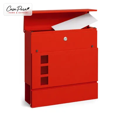 Produktbild von Briefkasten Adrien abschließbarer Wandbriefkasten mit Zeitungsfach Rot