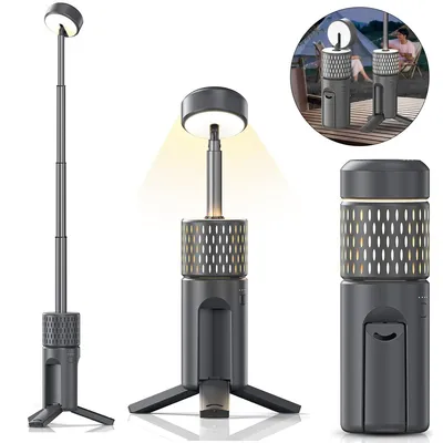Produktbild von Ausziehbare Campinglampe, 5400 mAh Akku,wasserdicht, einstellbare Höhe 21,5–86 cm, dimmbares Licht 1800–6500 K, Notfall-SOS & Powerbank-Funktion