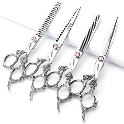 Produktbild von Friseurschere Effilierschere Haar 16.5 cm Edelstahl 4 Stück Set