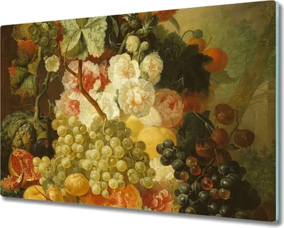 Produktbild von Glas-Herdabdeckplatte Glaskeramikfeldabdeckung Spritzschutz - 80x52 cm - Frücht Kunst Malerei