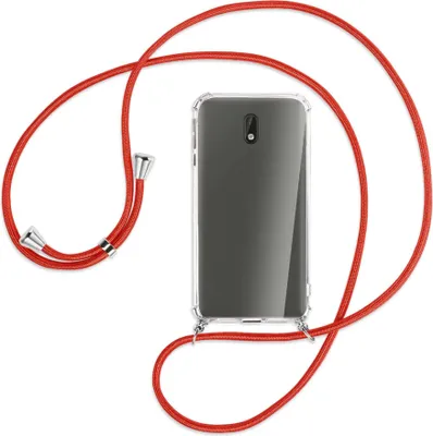 Produktbild von Handykette Backcover-Schutzhülle mit Band (Metall silberfarben) für Nokia 3 - rot