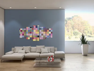 Image de Tableau acoustique Abstrait 200 x 100 cm Tableaux Mousse acoustique Absorbeur acoustique haute performance Isolation acoustique Toile 5 pièces Tableau mural Acoustique intérieure Isolation acoustique 020115-24