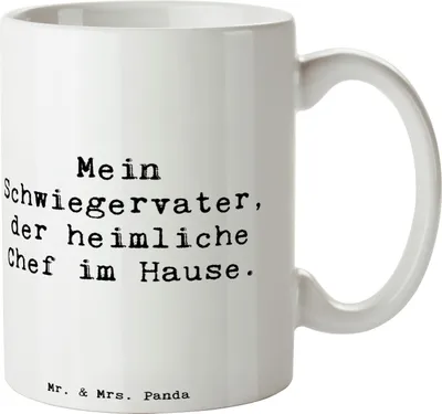 Produktbild von Mr. & Mrs. Panda Tasse Spruch Schwiegervater Chef - Weiß - Geschenk, Familienbeziehungen, Becher, Wertschätzung, Weihnachten, liebevoll, Pott, cappuccinotasse, Geschenke