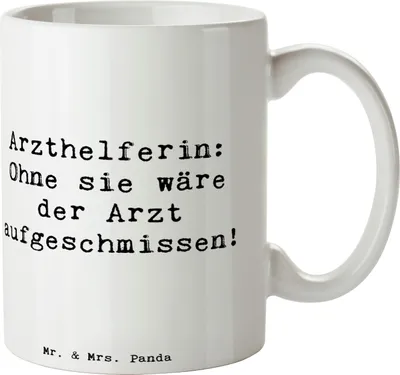Produktbild von Mr. & Mrs. Panda Kaffeebecher Spruch Arzthelferin Herz - Weiß - Geschenk, Patientenempfang, Kaffeetasse, Patientendatenverwaltung, Berufsleben, Berufe, haferl, Becher