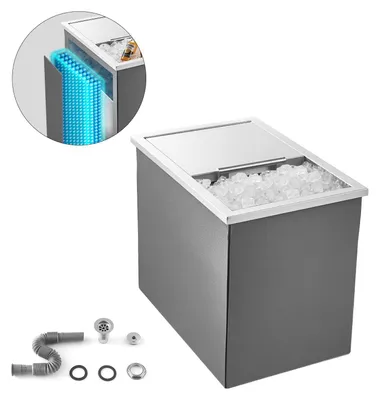 Image de Glacière encastrable VEVOR (455 x 305 x 400 mm) en acier inoxydable, 27,1 L Drop in Ice Chests commerciaux avec couvercle coulissant