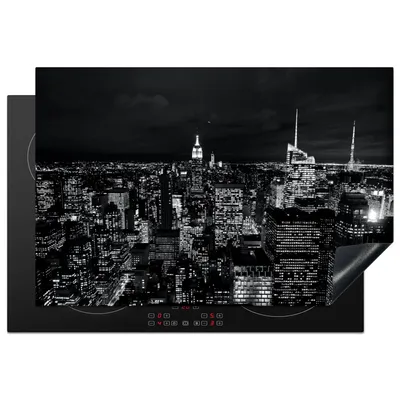 Produktbild von KitchenYeah© Herdabdeckplatte Skyline - Schwarz - Weiß - New York - Amerika , 76x51cm, Küche Deko, Glaskeramikkochfeld Herdabdeckung, Abdeckplatte fùr Kochfeld