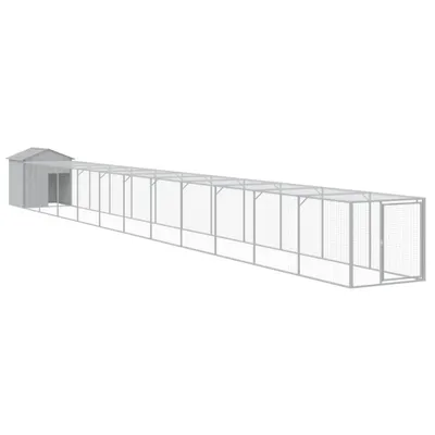Zdjęcie produktu dla vidaXL Klatka dla kurczaków z wybiegiem Jasnoszara 117x1221x123 cm Stal ocynkowana