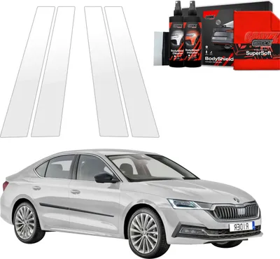 Zdjęcie produktu dla Folia ochronna 4 w 1 Grizz Protector na słupki B, C i D – Skoda Octavia 4 Hatchback (2019–2024)