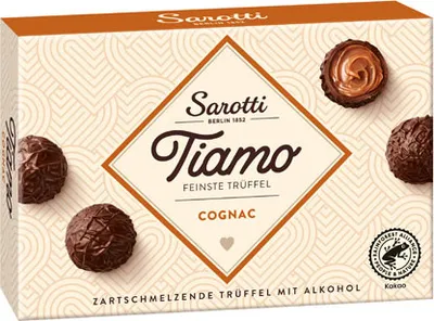 Produktbild von Sarotti Tiamo Feinste Trüffel Cognac Sahne zarte Pralinen 125g