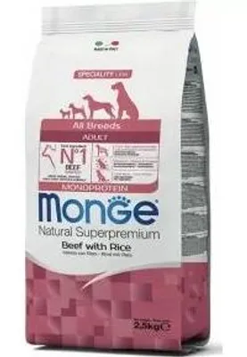 Productafbeelding van Monge Monoproteïne Rundvlees met rijst, 2,5 kg