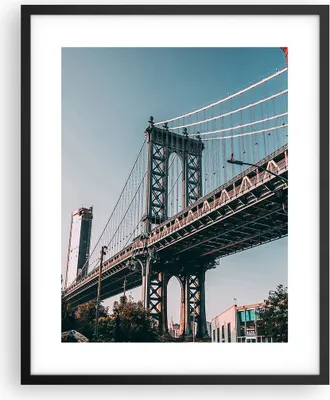 Produktbild von Gerahmtes Poster - Schwarzer Rahmen - Manhattan Brücke Brücke - 40x50 cm - Wand Bild - Wanddeko - Wandbilder - Kunstposter - Wandposter - Bilderrahmen - Bilder - Kunstdruck - P2BPA40x50-4675