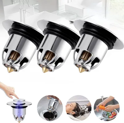 Produktbild von 3 Stück Universal-Pop-Up-Ventil, Waschbecken-Abfluss-Zubehör, Durchmesser 33–40 mm, Abflussstopfen, Pop-Up-Ablaufventil, Waschbeckenstopfen, Waschbecken-Abfluss