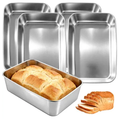 Productafbeelding van Set van 5 broodvormen van roestvrij staal - Rechthoekig, afmetingen 22,5 x 14,5 x 6,2 cm
