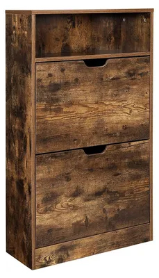Produktbild von Schuhschrank mit 2 Klappenfächern - Vintagebraun - 60 x 24 x 102 cm