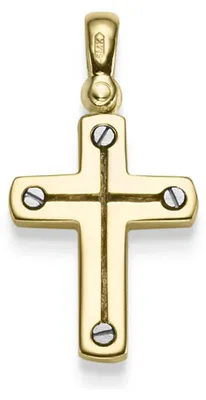 Produktbild von Anhänger Kreuz 26x13,5mm aus 585 Gold Gelbgold & Weißgold schlicht massiv