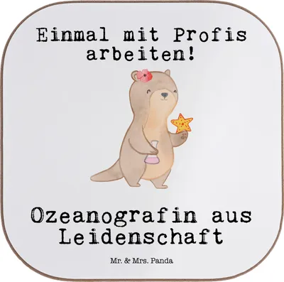 Produktbild von Mr. & Mrs. Panda Tassen Untersetzer Ozeanografin Leidenschaft - Weiß - Geschenk, für Gläser, Glas, Spruch, Tischuntersetzer, Naturwissenschaftler, Studium, Witzig, Lustig
