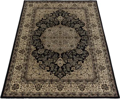 Produktbild von Teppich Läufer Wohnzimmer Schwarz 80x150 Orientalisches Design aus Polypropylen
