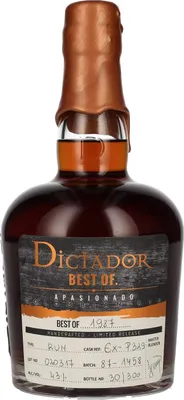 Produktbild von Dictador BEST OF 1987 APASIONADO Colombian Rum 30YO/020317/EX-P329 43% Vol. 0,7l