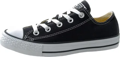A black Converse All Star shoe shown from the side.