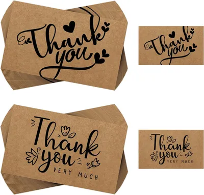 Produktbild von Dankeskarten 100 Stück, Kraftpapier, 5.4x9 cm, für Geschenkverpackung
