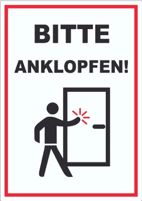Produktbild von Aufkleber Bitte anklopfen A9 (37x52mm)