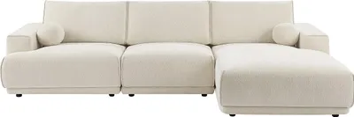 Produktbild von Ecksofa rechts, beige mit Chenille-Stoff EMABI von Maison Céphy