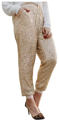 Image de Pantalon de style Dirndl décontracté pour femmes, avec des paillettes et une taille haute