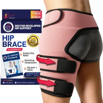 Produktbild von Stabilisierende Hüftbandage - Hüftstütze - Hüftbandage Damen - Kompressionswickel - Schmerzlinderung S/M, rosa