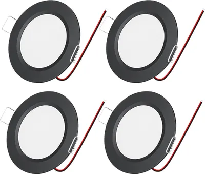 Produktbild von 4 Stück 3W 12V LED Einbaustrahler Kaltweiß Ultradünn Deckenleuchte Einbauleuchte Strahler Innenbeleuchtung, Schwarz